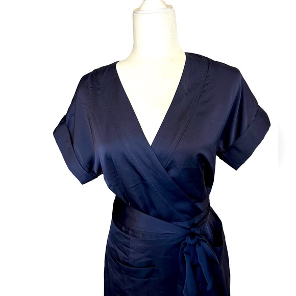 J CREW Short Sleeve Navy Blue Wrap Dress. Size S - Picture 7 of 14